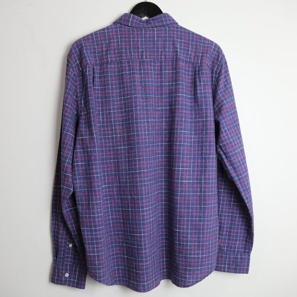 American Eagle Top Mens Purple Plaid Classic Fit Long Sleeve Flannel Size Large - Picture 9 of 10